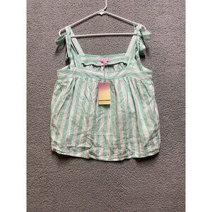 Stoney Clover Lane X Target Green Striped Tie Strap Tank Top Size Large